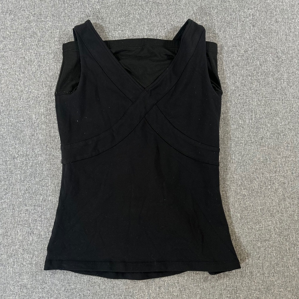 Lululemon Black Criss Cross Back Tank Top Yoga Gym Camisole Shelf Bra Womens